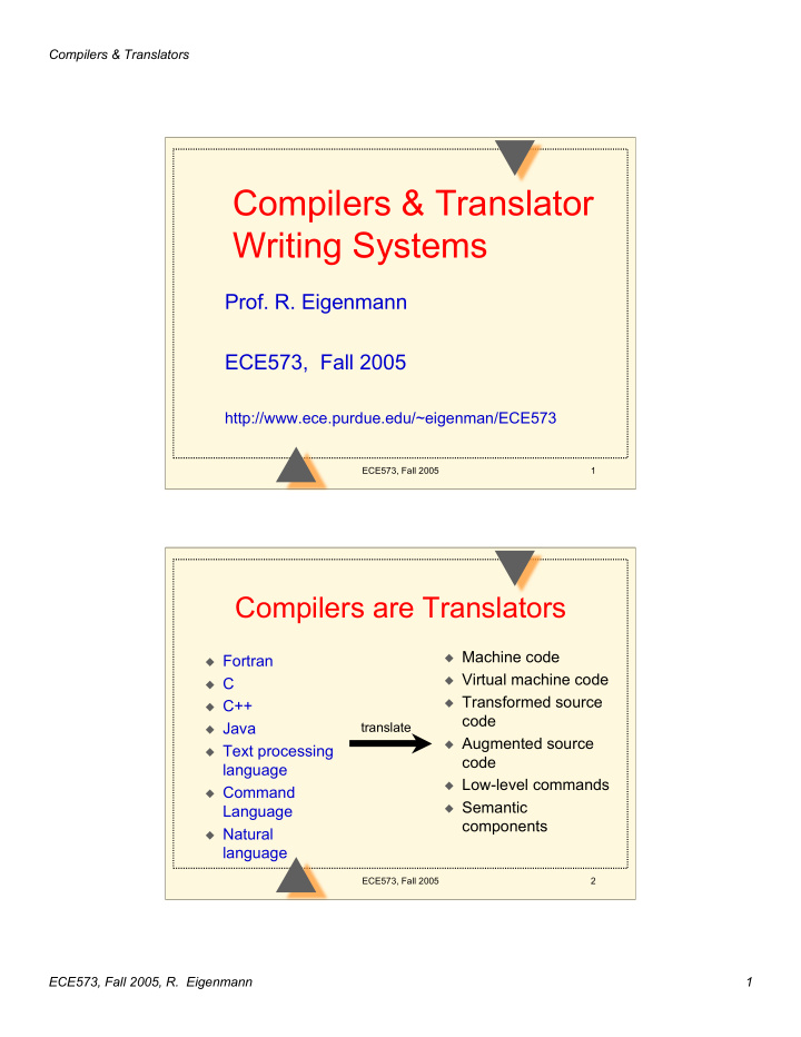 compilers translator writing systems
