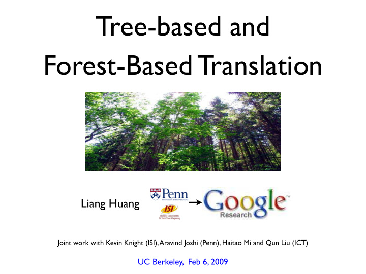 tree based and forest based translation