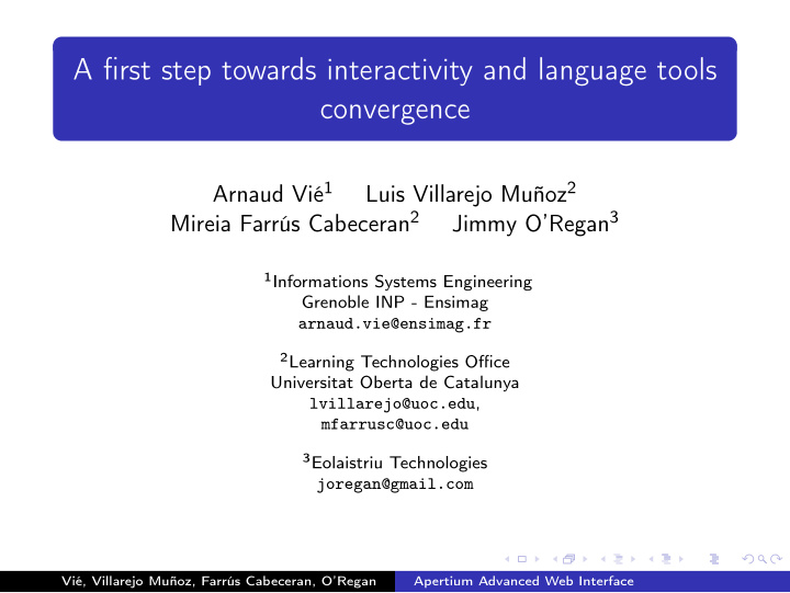 a first step towards interactivity and language tools