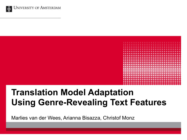translation model adaptation using genre revealing text