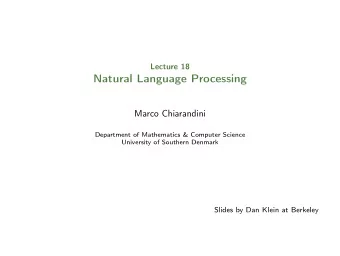 Natural Language Processing  Marco Chiarandini  Department of Mathematics &amp; Computer Science