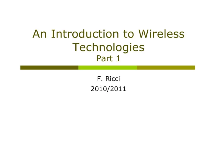 an introduction to wireless technologies