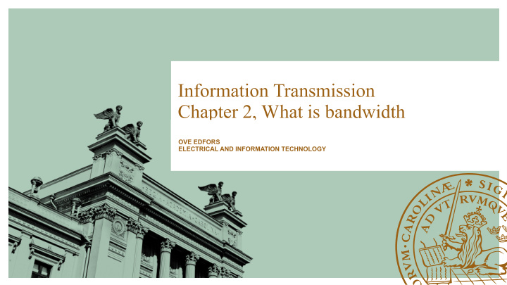 information transmission chapter 2 what is bandwidth