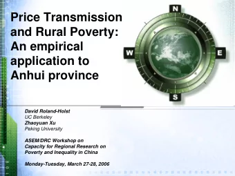 Price Transmission  and Rural Poverty:  An empirical  application to  Anhui province  David