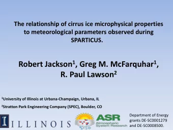 Robert Jackson 1 , Greg M. McFarquhar 1 , R. Paul Lawson 2 1 University of Illinois at