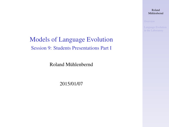 models of language evolution