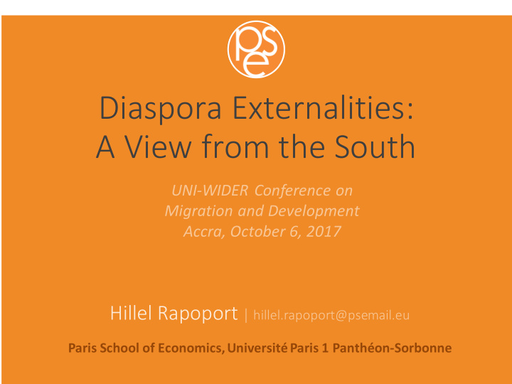 diaspora externalities a view from the south