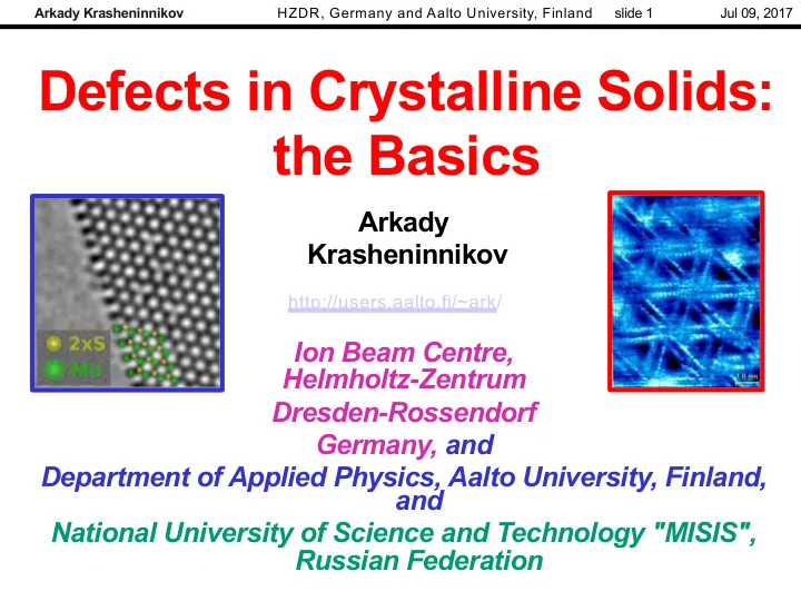 defects in crystalline solids the basics