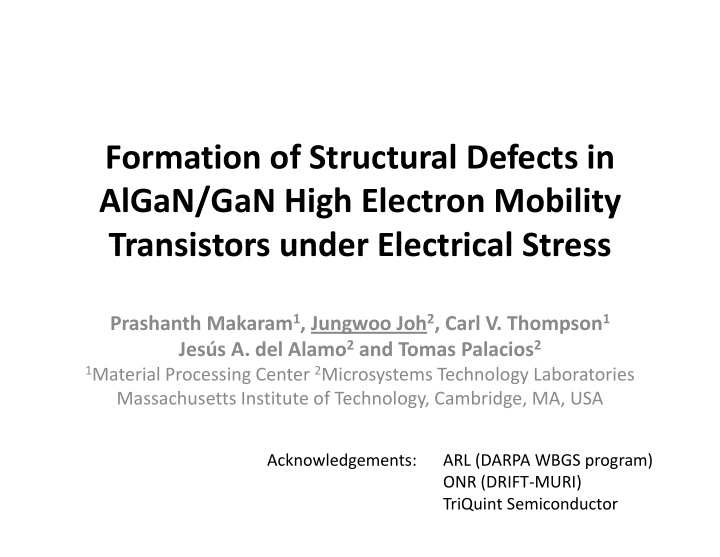 formation of structural defects in algan gan high