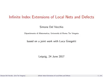 Infinite Index Extensions of Local Nets and Defects  Simone Del Vecchio  Dipartimento di
