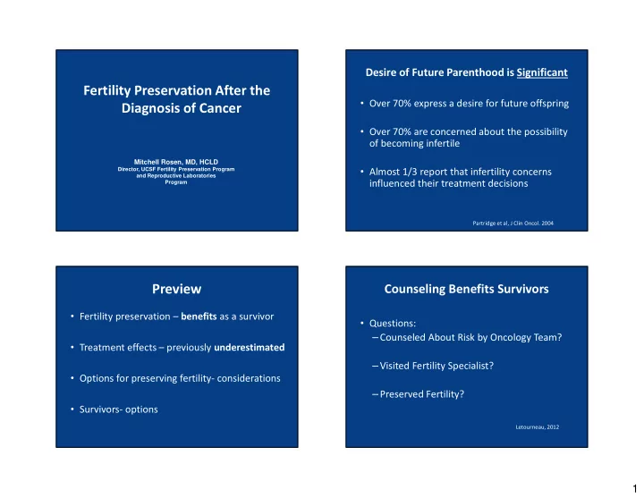 fertility preservation after the