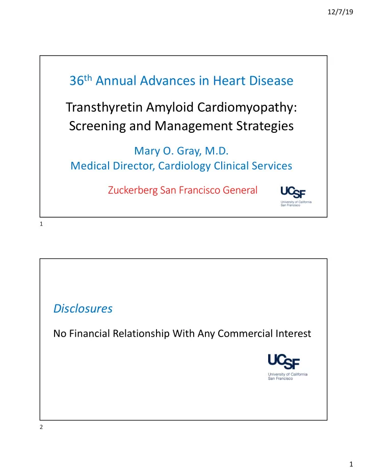 36 th annual advances in heart disease transthyretin