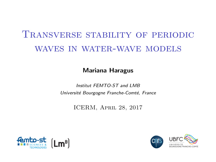 transverse stability of periodic waves in water wave