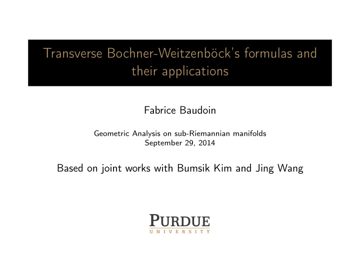 transverse bochner weitzenb ck s formulas and their
