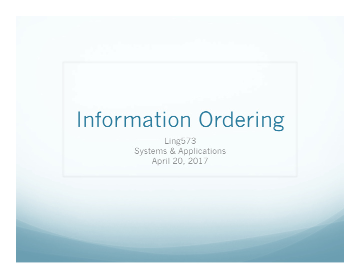 information ordering
