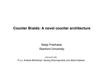 Counter Braids: A novel counter architecture  Balaji Prabhakar  Balaji Prabhakar  Stanford