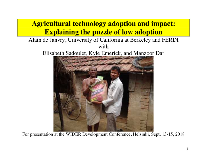 agricultural technology adoption and impact explaining