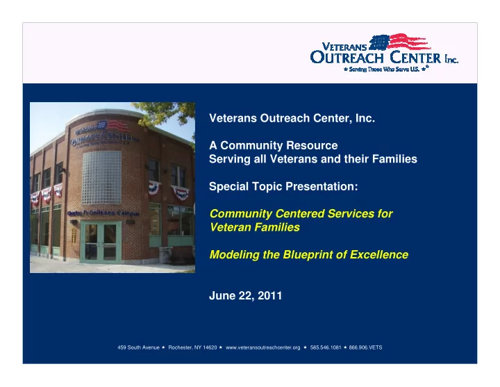 veterans outreach center inc a community resource serving