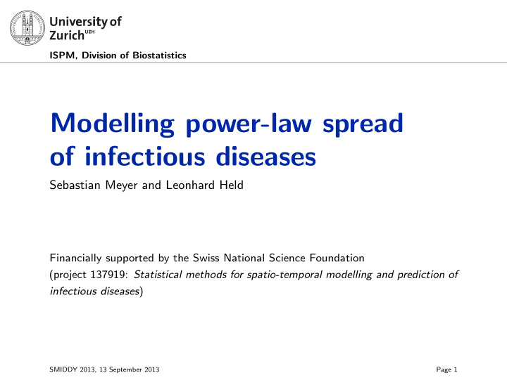 modelling power law spread of infectious diseases
