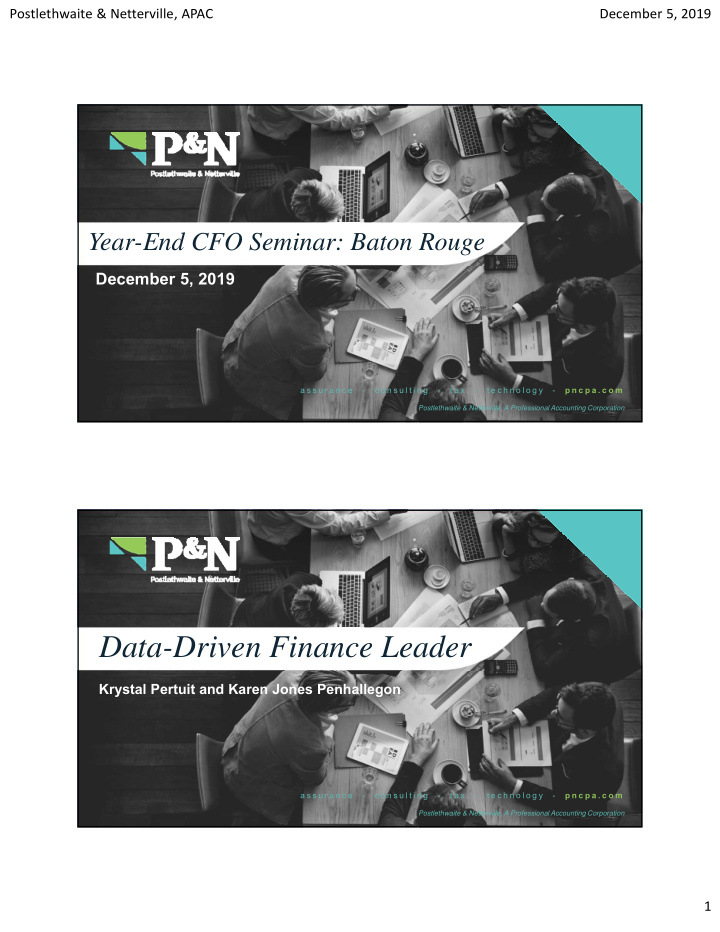 data driven finance leader