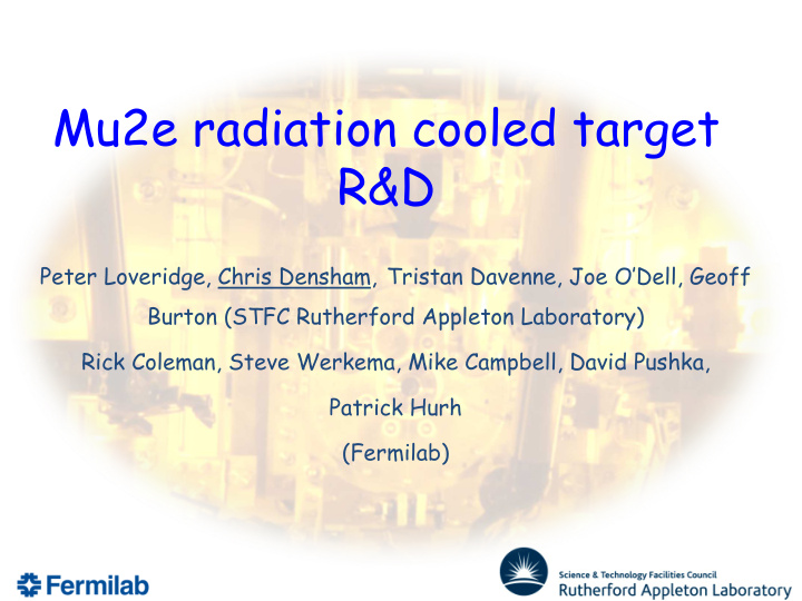 mu2e radiation cooled target r d