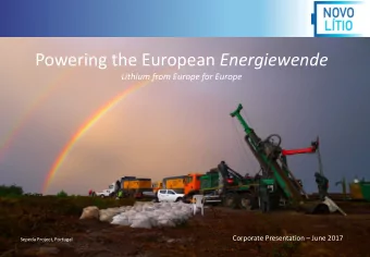 Powering the European Energiewende  Lithium from Europe for Europe  Corporate Presentation  June