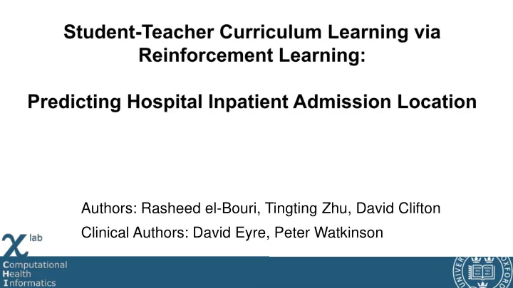 clinical authors david eyre peter watkinson reactive