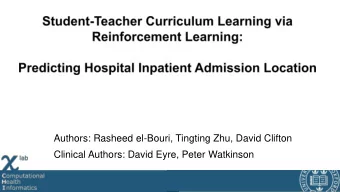 Clinical Authors: David Eyre, Peter Watkinson  Reactive Environment:  emergency departments