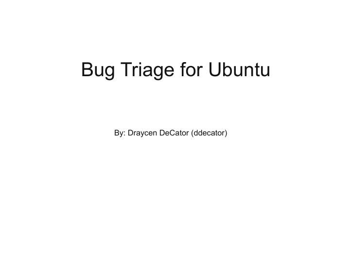 bug triage for ubuntu