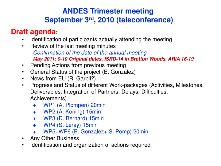 andes trimester meeting