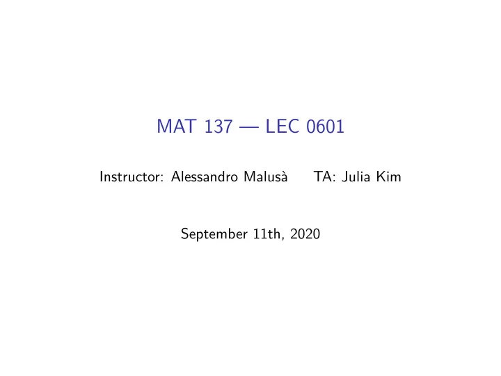 mat 137 lec 0601