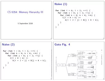 CS 6354: Memory Hierarchy III for ( int i = 0; i &lt; I; ++i) {  5 September 2016  Goto Fig. 4  3