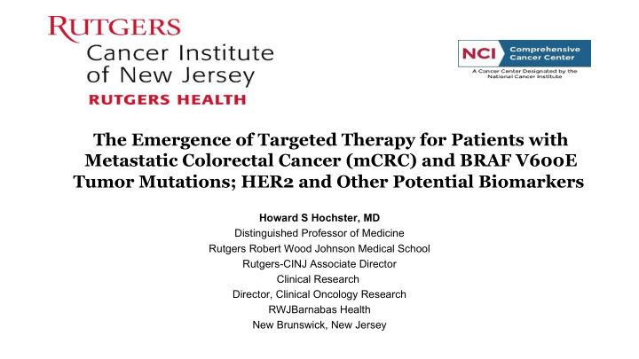 the emergence of targeted therapy for patients with