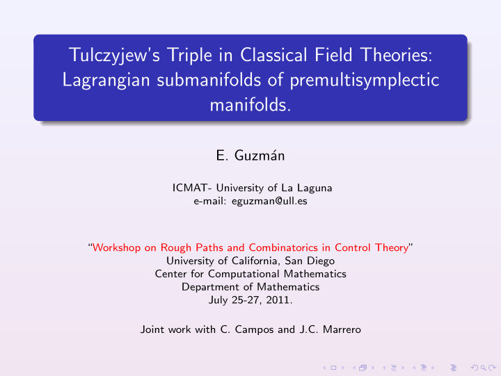 tulczyjew s triple in classical field theories lagrangian