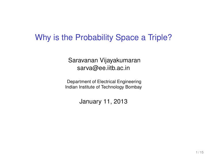 why is the probability space a triple