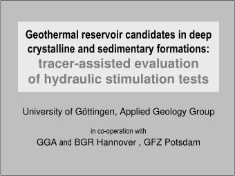 tracer-assisted evaluation  of hydraulic stimulation tests  University of Gttingen, Applied