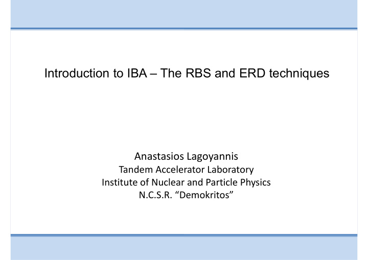 introduction to iba the rbs and erd techniques