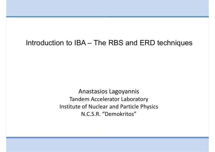 introduction to iba the rbs and erd techniques