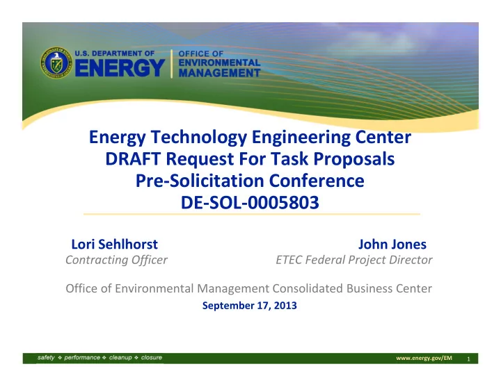 energy technology engineering center draft request for