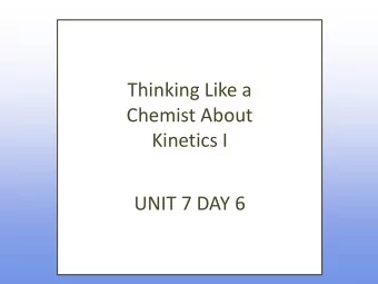 Thinking Like a  Chemist About  Kinetics I  UNIT 7 DAY 6  What are we going to learn today?