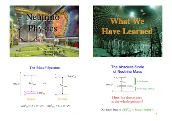 Neutrino  Neutrino  What We  What We  Physics  Physics  Have Learned  Have Learned  Boris Kayser