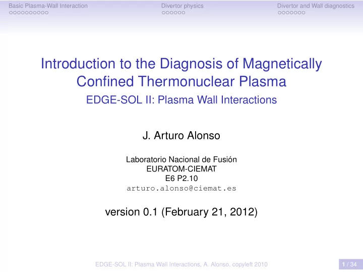 introduction to the diagnosis of magnetically confined