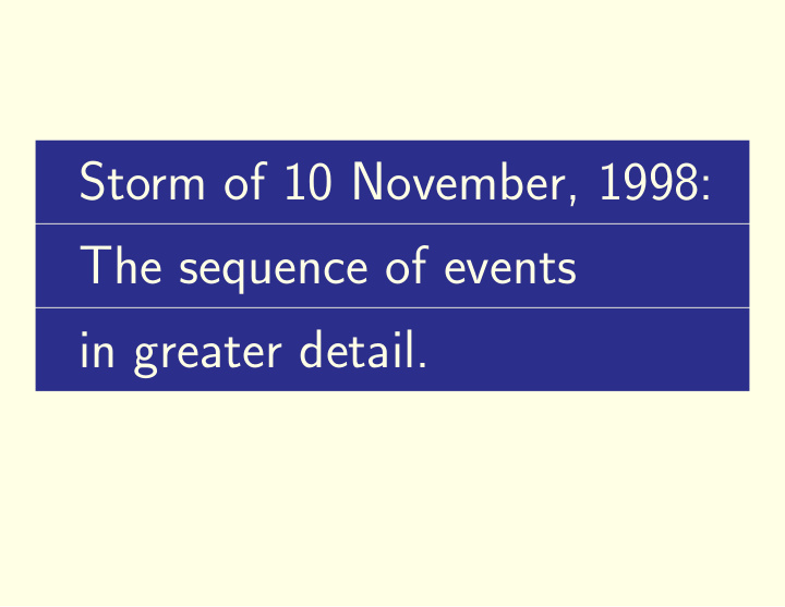 storm of 10 november 1998 the sequence of events in