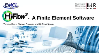 -  A Finite Element Software  Teresa Beck, Simon Gawlok and HiFlow team  HiFlow-Finite Element