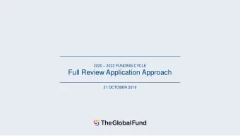 Full Review Application Approach  31 OCTOBER 2019  Contents  Part One  Background  Full