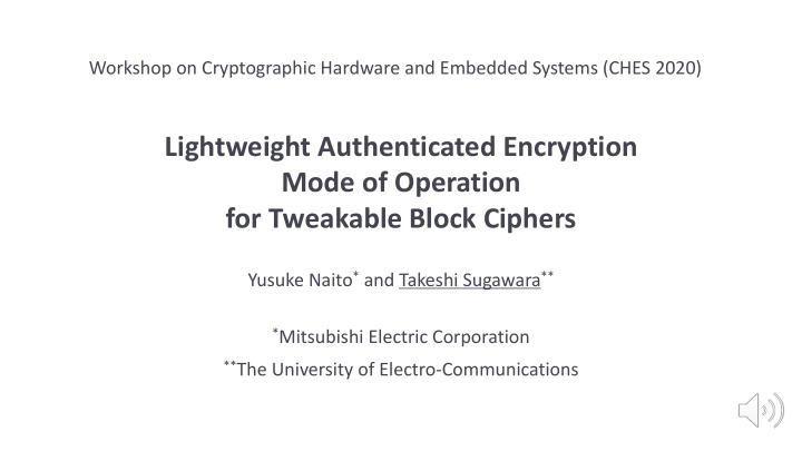 lightweight authenticated encryption mode of operation