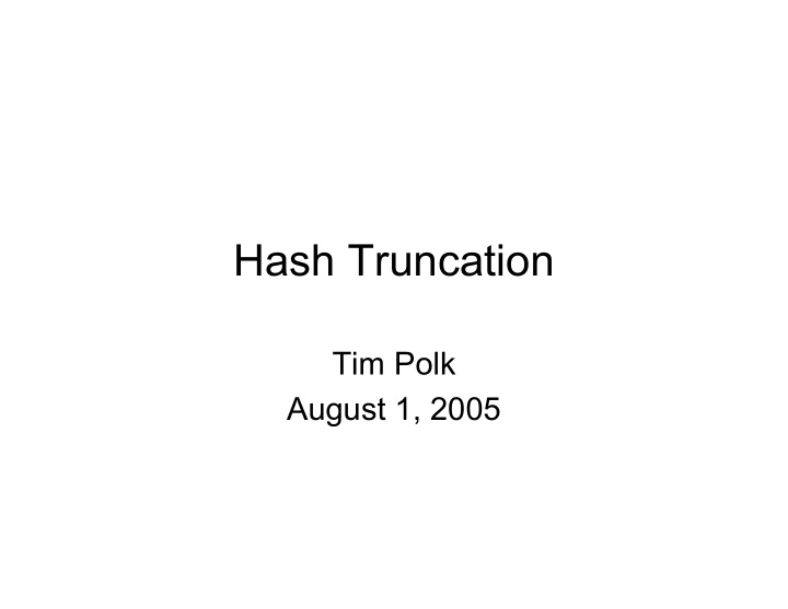 hash truncation