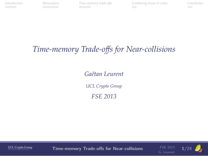 time memory trade offs for near collisions
