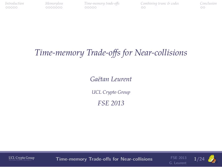time memory trade offs for near collisions