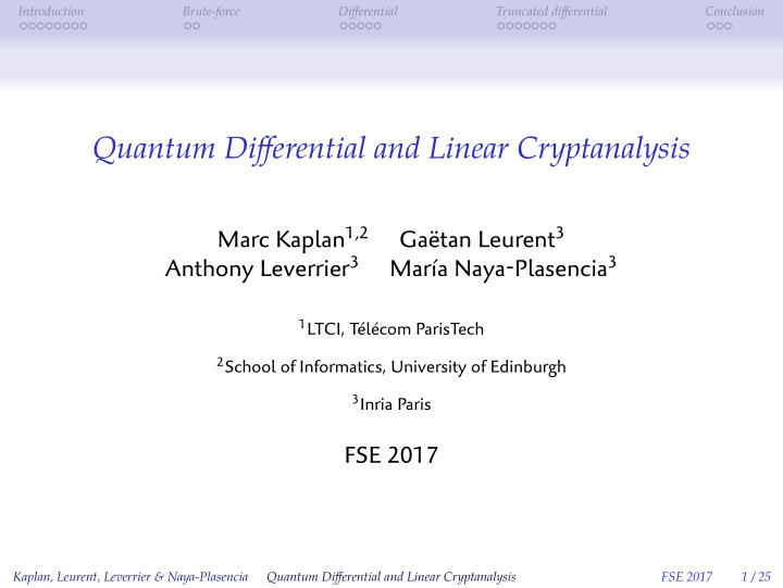quantum difgerential and linear cryptanalysis